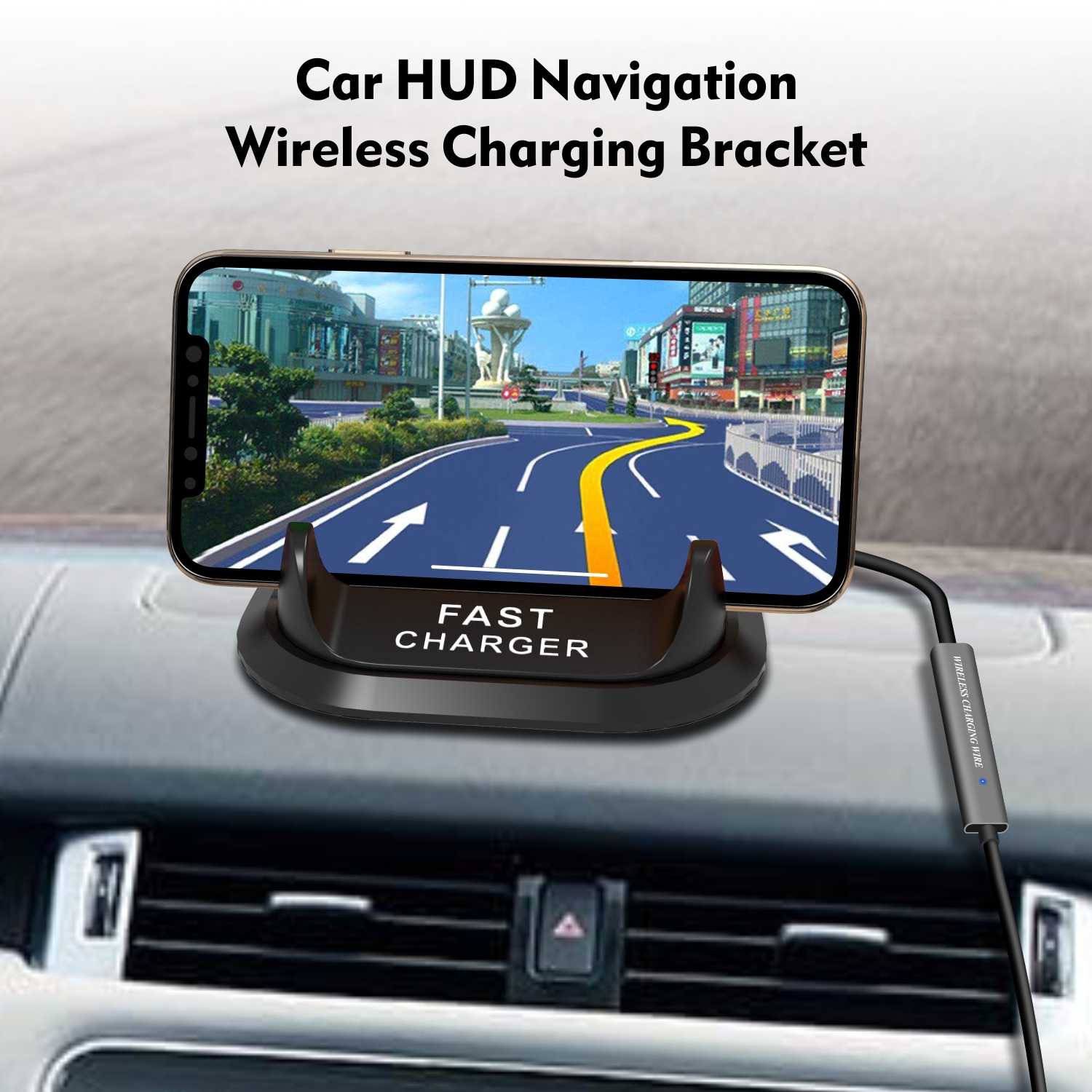 Universal 10W Qi Wireless Charger Dock Station for iPhone Anti Slip Car Dashboard Mobile Phone Holder Stand Double Coil Charger