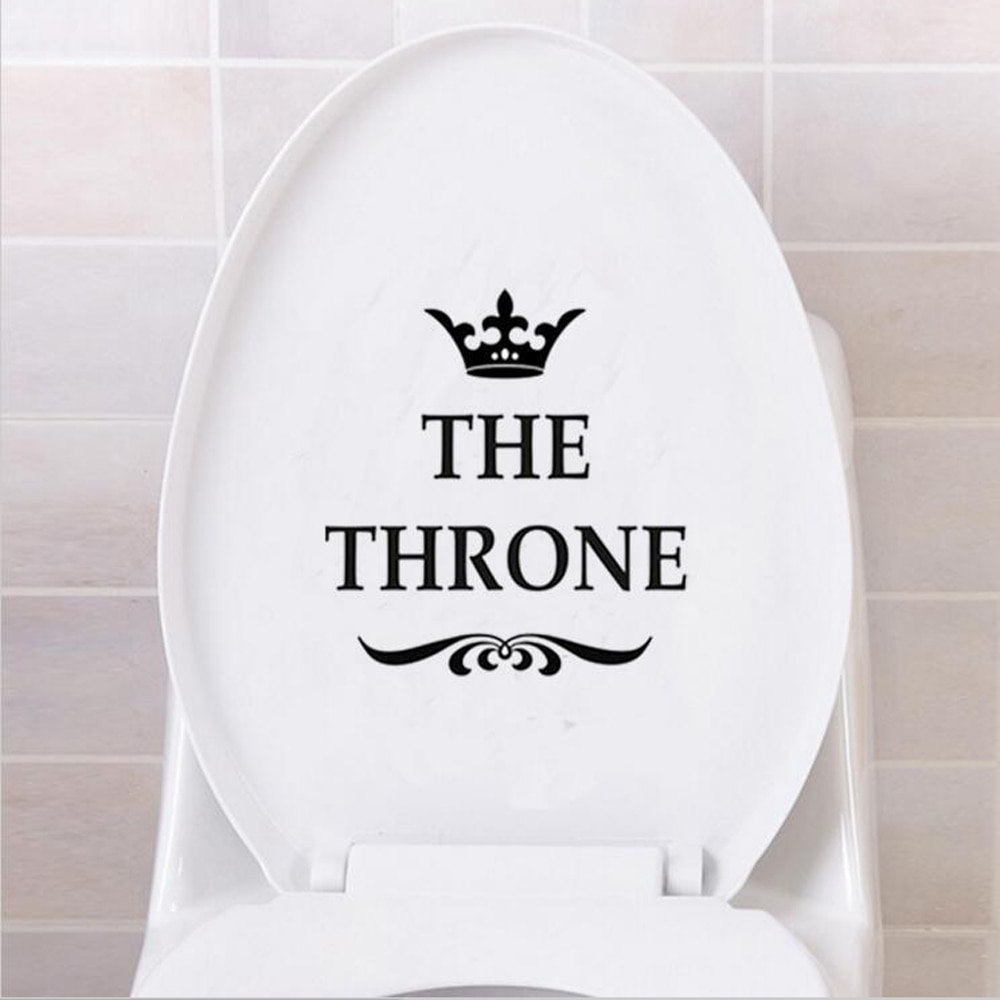 Le trône couronne toilette Stickers muraux drôle noir siège de toilette décalcomanie amovible salle de bain fond Mural décor à la maison fournitures