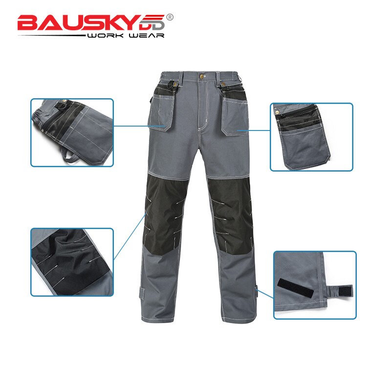 100% cotton multi pocket work pants with knee pad pants workwear trousers working clothes lightweight