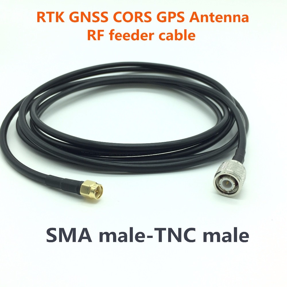 RG58 pure copper cable RF feeder cable TNC-SMA 5 meters,Applied to RTK GNSS antenna, CORS GPS antenna, Impedance: 50 ohms