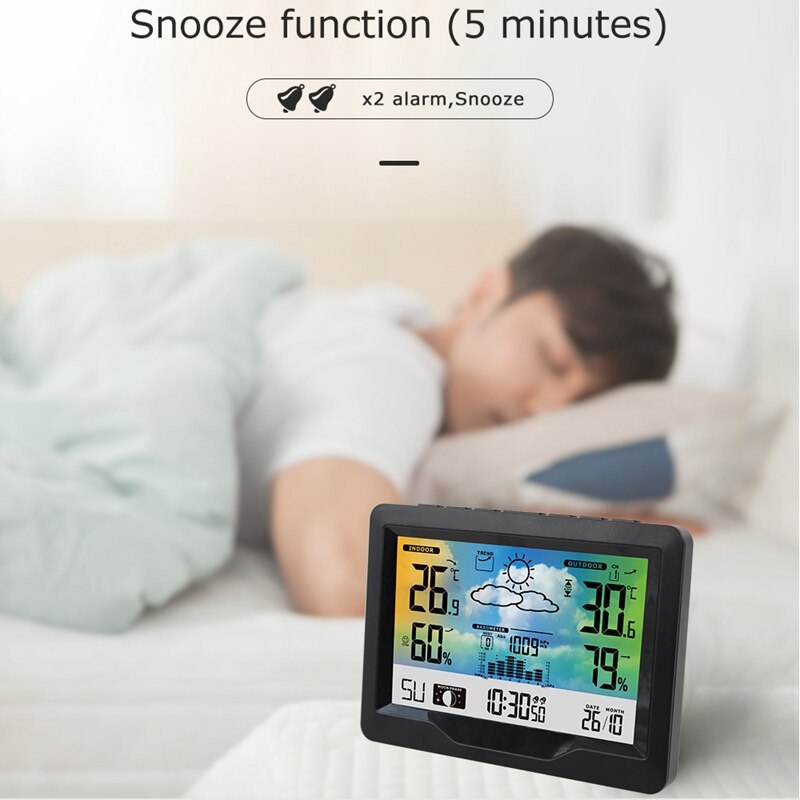 Table Clock Digital Alarm Watch Calendar Temperature Humidity Meter Wireless Sensor Wall Desk Electronic Clocks