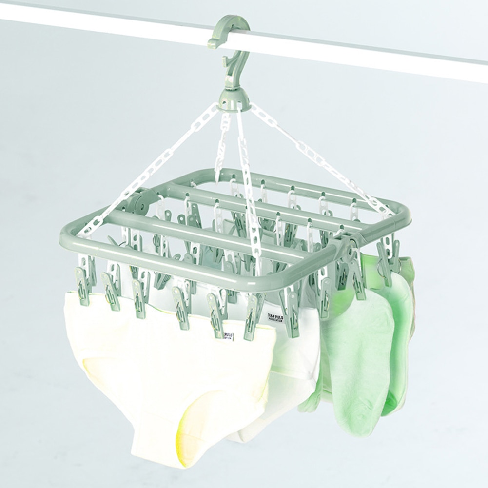 32 Clip Hanger Foldable Plastic Socks Towels Cloth Hanger Rack Household Socks Underwear Drying Rack Hangers Home Clothes Clip