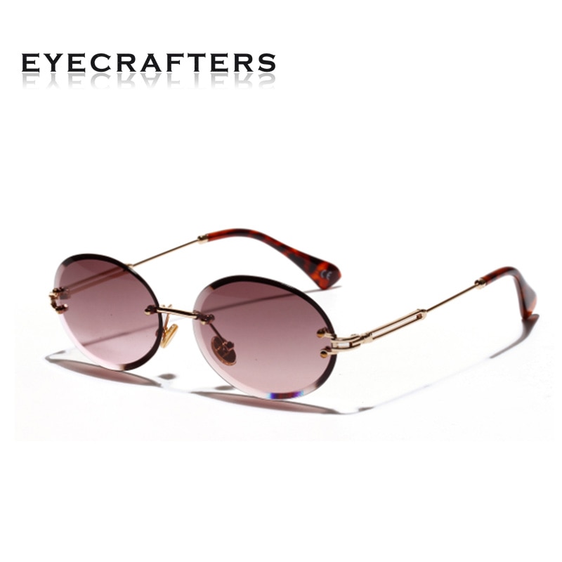 EYECRAFTERS Small Sunglasses Women Rimless Round Sun Glasses Women Shades Style Female Uv400 Retro Male