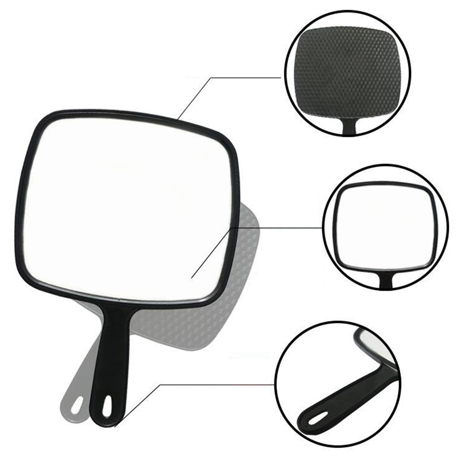 Salon Barber Hair Stylist Hairdressers Haircut Makeup Mirror Large w/ Handle for Beauty Wide Angle