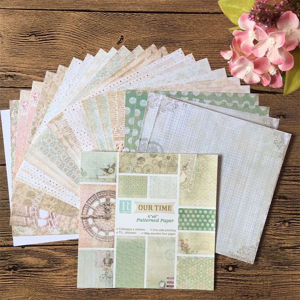24pcs/Pack 6*6inch Our Time Patterned Paper Pack Scrapbooking DIY Planner Card Making Journal Project Letter Pad