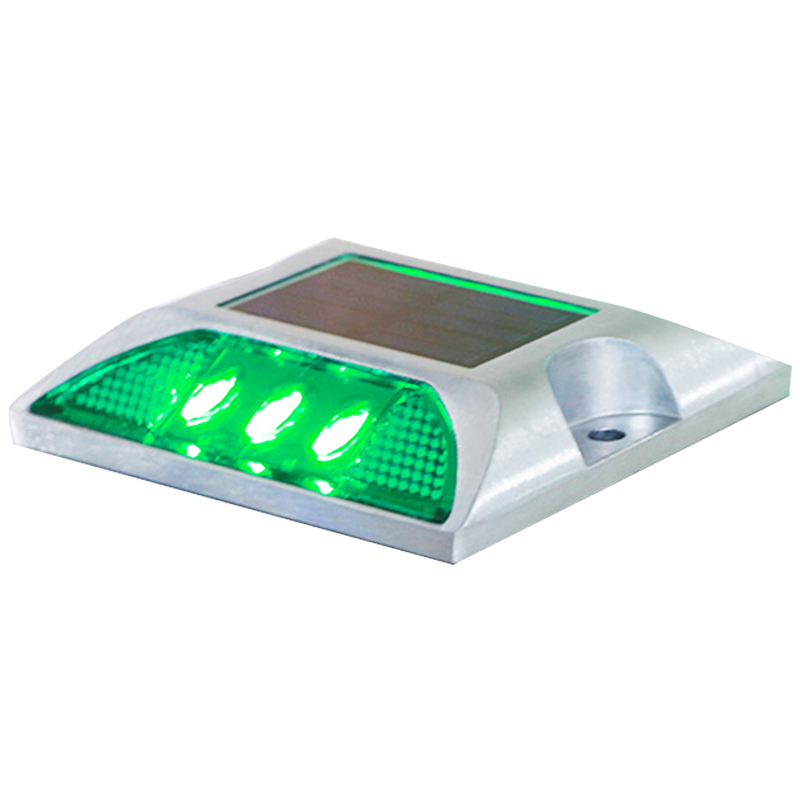Square Aluminum LED Flashing Blinking on and off Cat Eye Reflector Solar Road Stud with Anchor Outdoor Lighting Path Lights: Green / Flicker