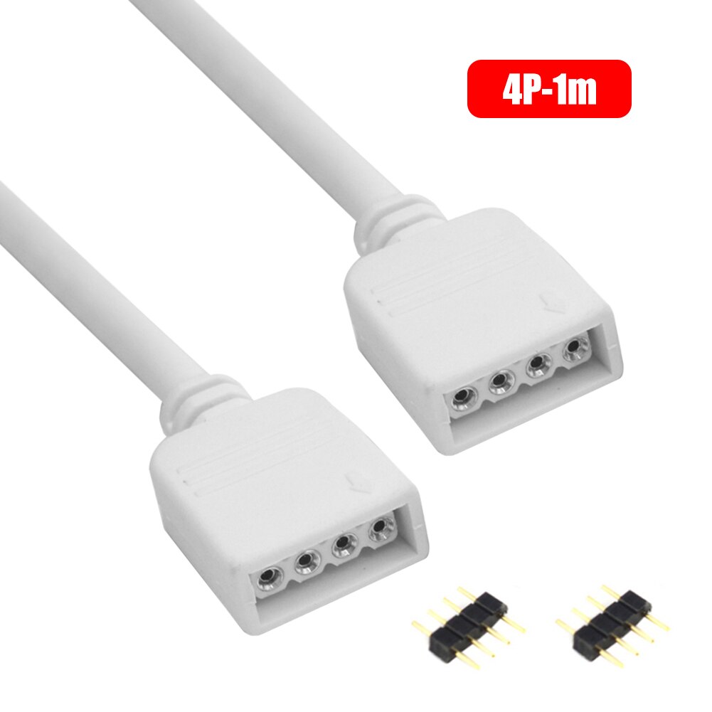 4Pin/5Pin Light Strip Extension Cable White LED Lamp Bar Extension Wire for 3528 5050 RGB/5050 RGBW LED Connector: 1m / 5P