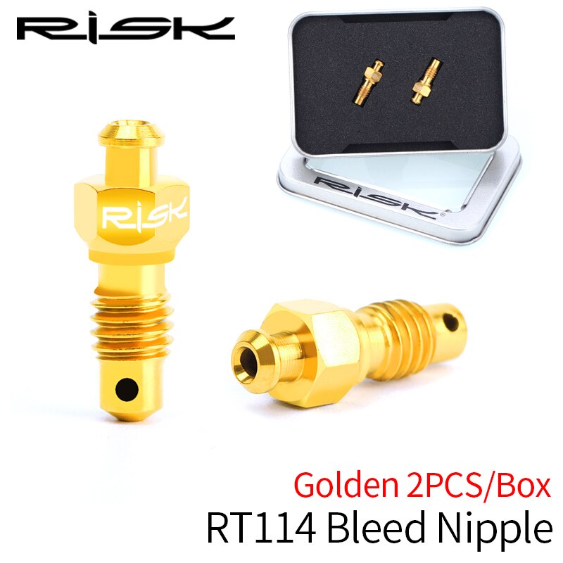 RISK-tornillos de titanio para fijación de frenos de disco de bicicleta, pinza hidráulica de aceite, manivela: Bleed Nipple-Gold