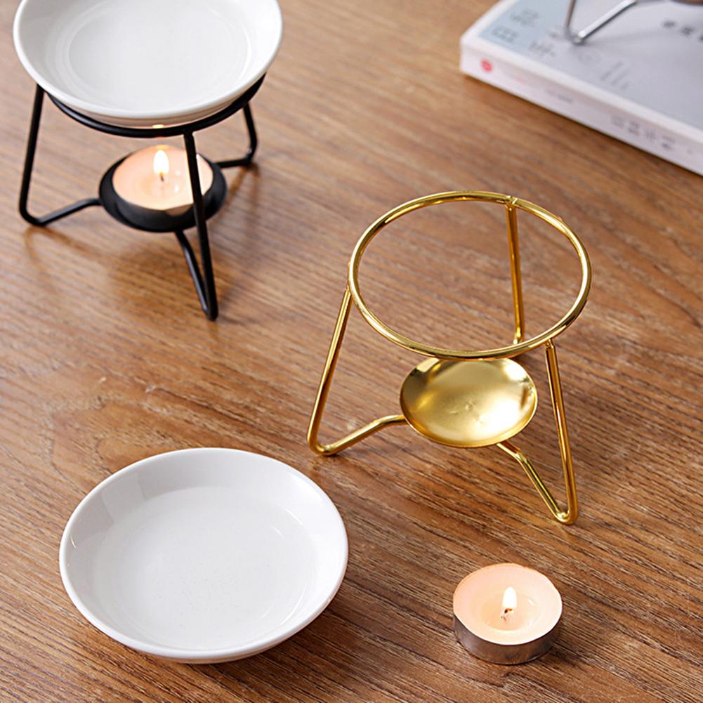 Vela de cera de hierro para quemador de aceite esencial, soporte para Tealight, ayuda para dormir, resistente al calor quemador de aceite esencial, suministros para el hogar