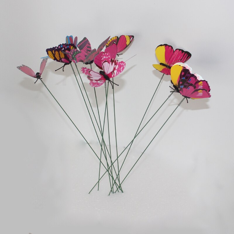Colourful Garden Plastic Butterflies On Sticks Dancing Flying Fluttering Butterfly DIY Art Ornament Vase Lawn Garden Decoration