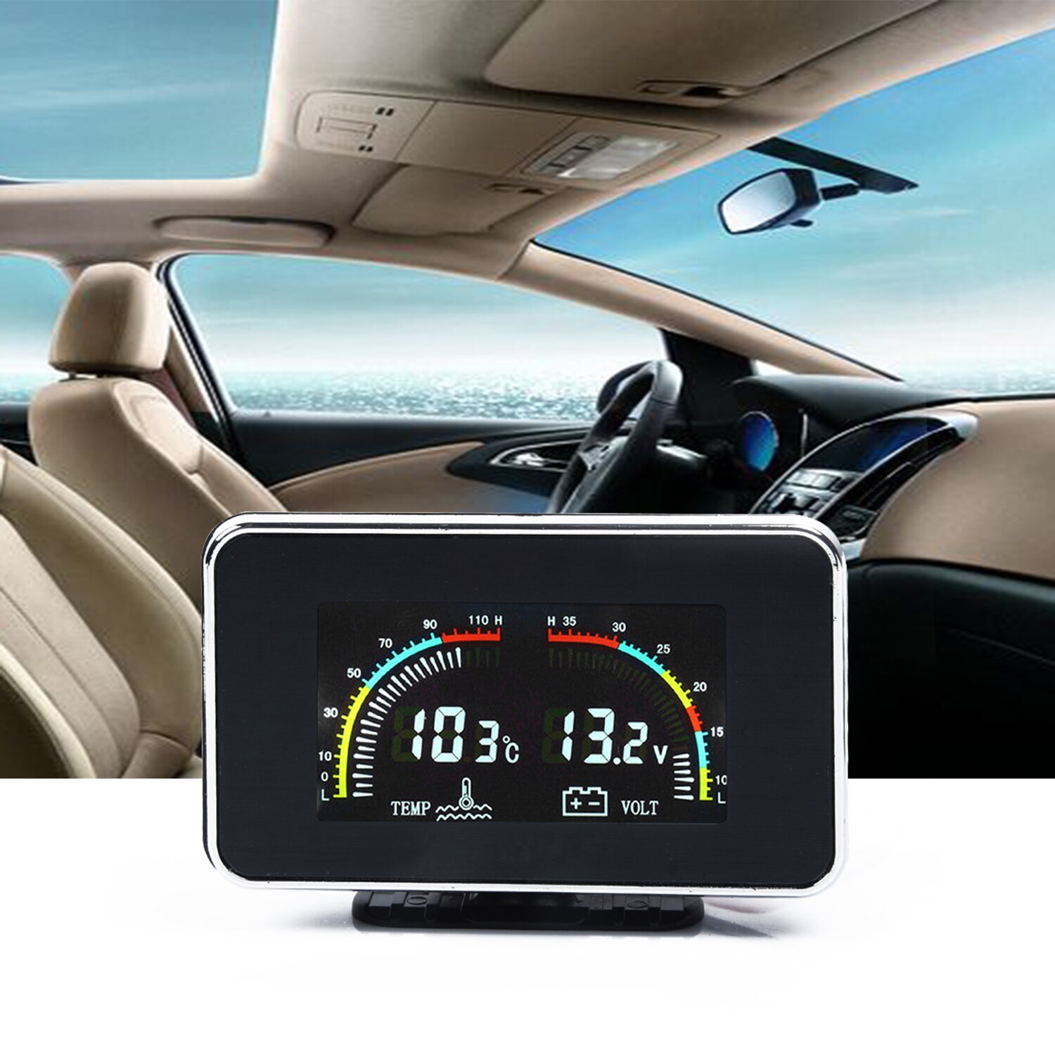 12V/24V Water Temp Gauge Sensor Digitale Display Temperatuur Oververhitting Volt Meter Alarm Universele 3 Digit