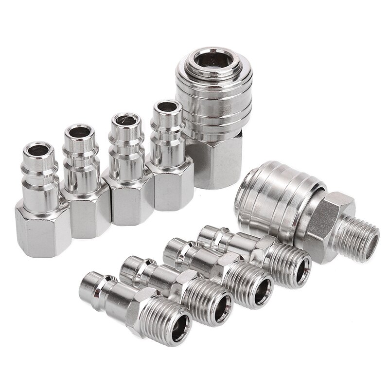 10pcs/set Quick Couplings BSP Air Line Fitting Euro 1/4&quot;Air Line Fitting Hose Compressor Fitting Connector For Pneumatic Tools