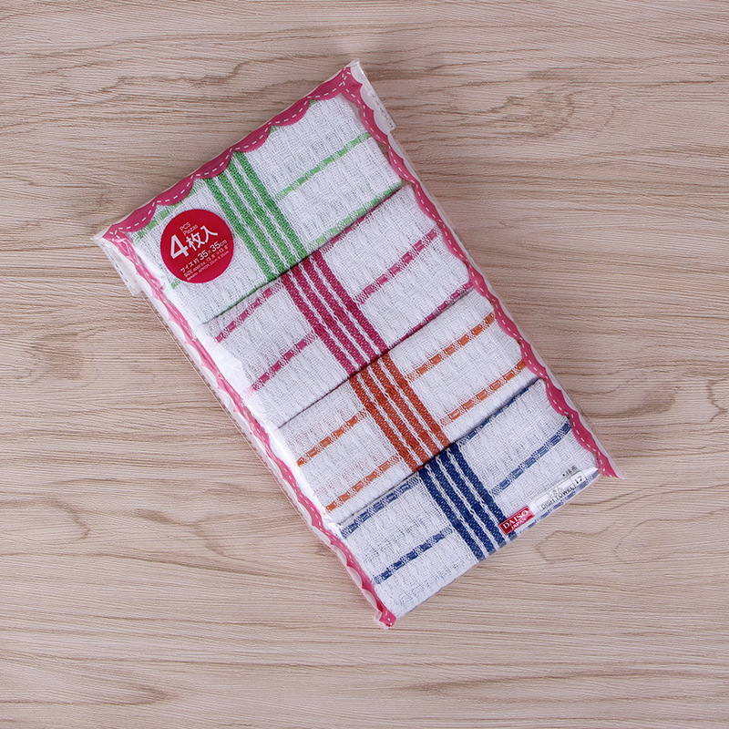 3 stk bomull kjøkkenhåndkle oppvask rengjøringshåndklær vaffelstripet klut absorberende fille skuresvamp hjemmerengjøringsverktøy teklut: Stripe