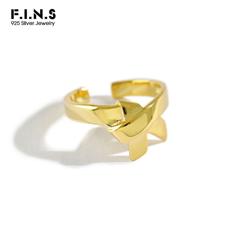 F.i.n.s Echt S925 Sterling Zilveren Ring Ins Eenvoudige Glossy Boog Vinger Ring Huwelijksgeschenken Koreaanse Mode Vrouwen Accessoires