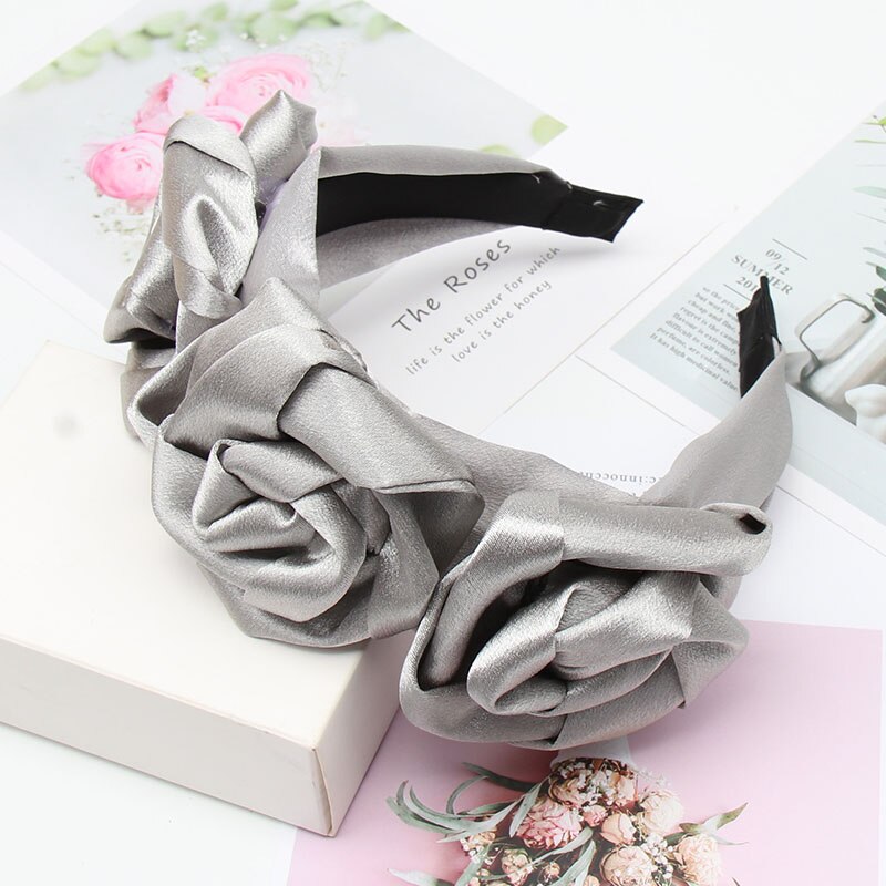 CN nueva diadema de terciopelo rosa flor diadema sólida para mujer maquillaje de cabeza aro de pelo accesorios para el cabello de niña: sliver