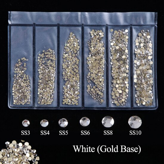 1440 stk blanding størrelse hvit ab sjarm spiker rhinestones 3d spiker Kunst dekorasjoner krystaller måke strass perler edelstener steiner  tr1049: utgangspunkt i hvitt måke