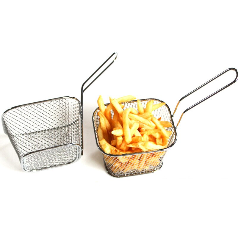 Frieten Mini Koekenpan Mand Keuken Tool Galvaniseren Rvs Mini Koekenpan Netten Vierkante Blokken