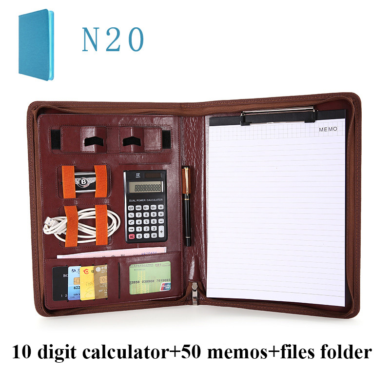 A4 Leather Clipboard File Folder Multi-function Folder Organizer Office Manager Clip Writing Pads Contract Briefcase Portfolio: C2