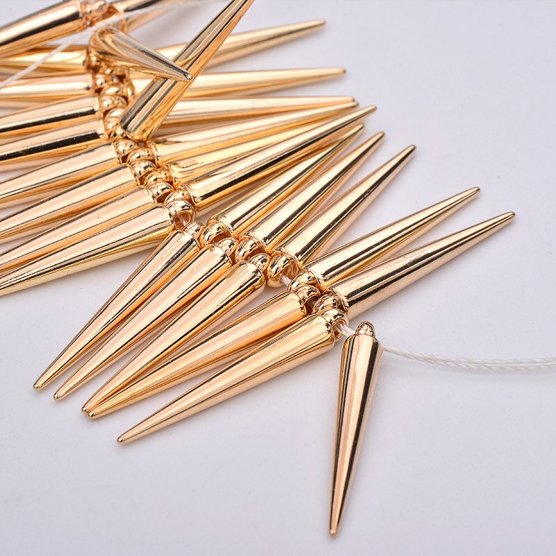 5x35mm Grote Gouden Kegel Klinknagel Opknoping Plastic Spikes Hanger Strass Klinknagel Punk Studs en Spikes Oorbel Charmes voor Ketting: Gold