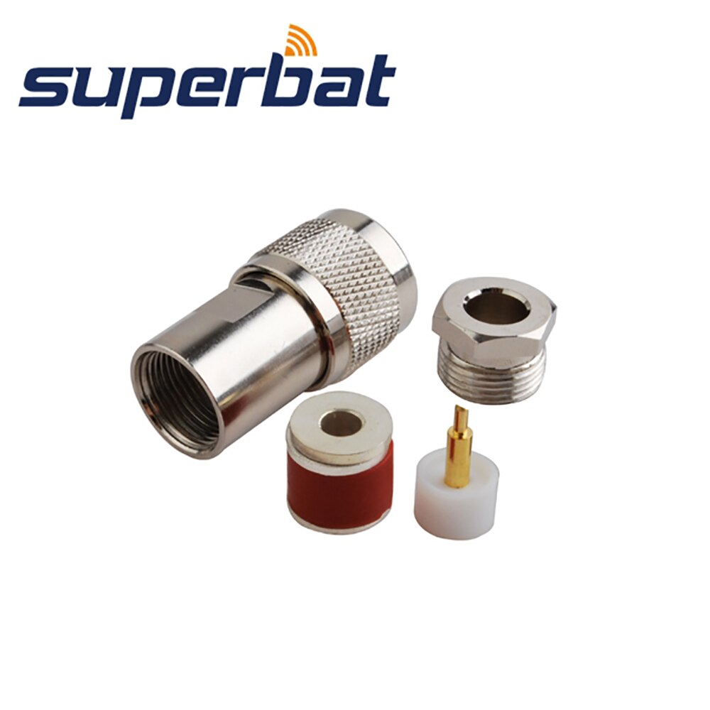 Conector coaxial masculino do rf da braçadeira de superbat 10 pces n para o cabo rg58, rg142, rg400, lmr195