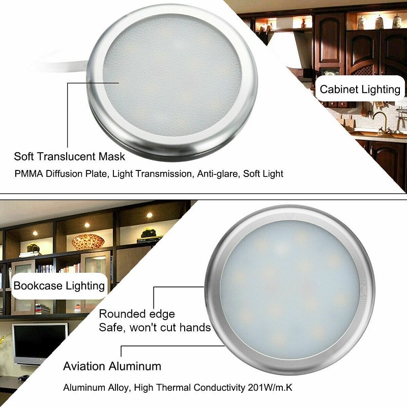 12V Car Camper Van RV Interior Lights 21 LED Round Cabinet Kitchen Spotlights