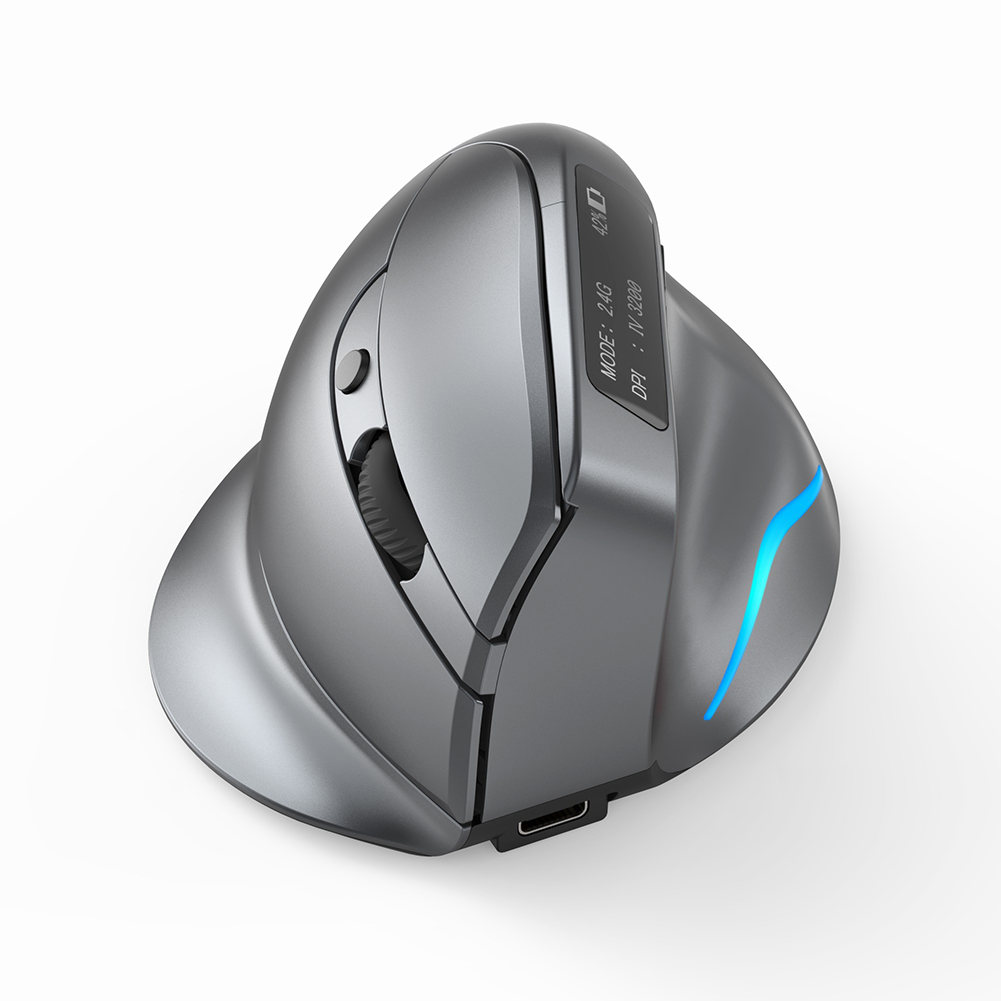 F-26C Optical Gamer Mouse Ergonomic 3200DPI Vertical Gaming Mouse 8 Buttons 2.4G Rechargeable for PC Laptop for Office Home