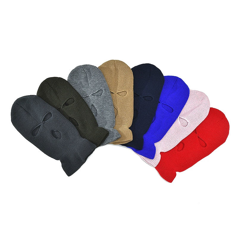 Novel Ski Mask Knitted Face Cover Winter Full Face Mask for Winter Outdoor Sports Winter Three 3 Hole Balaclava Knit Hat