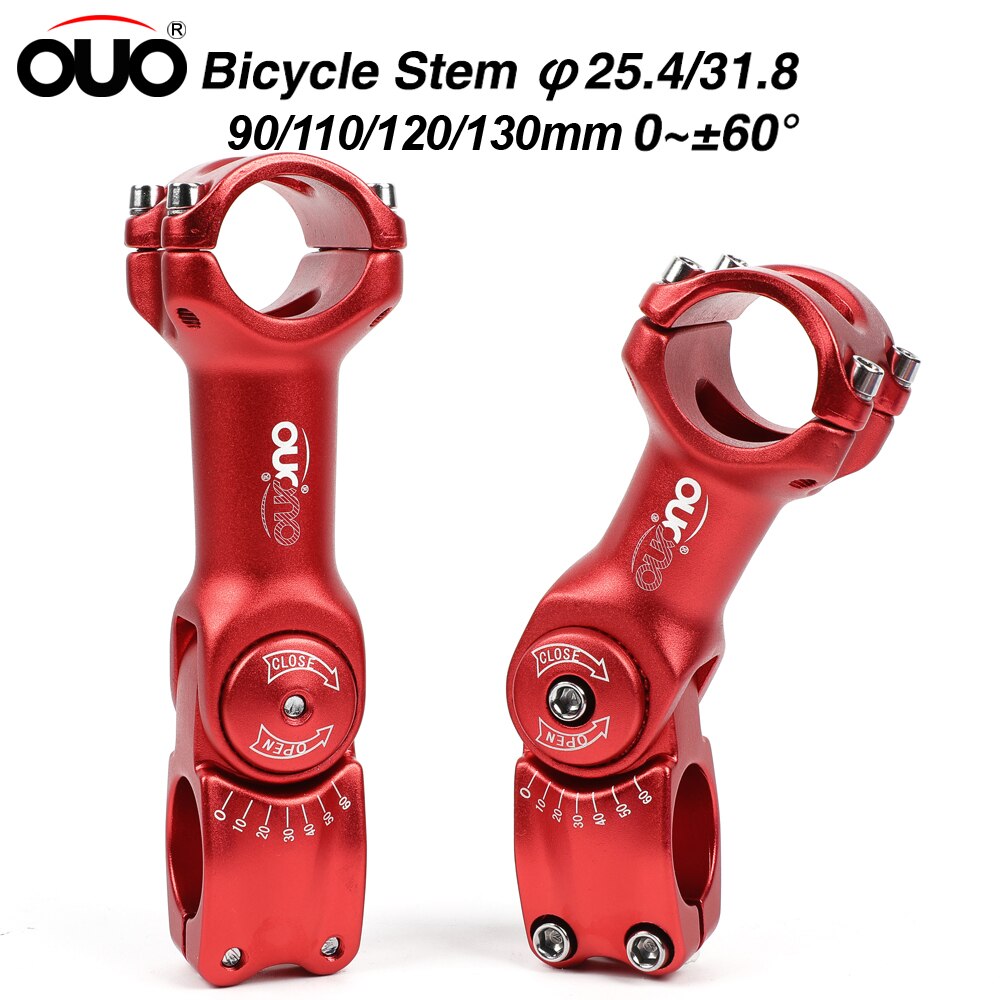 OUO Einstellen Stem 0-60 Grad Bike Lenker Vorbau 25.4/31,8mm Mountain Road Fixie Einstellbare MTB Vorbau 90/110/120/130mm Griff Teil