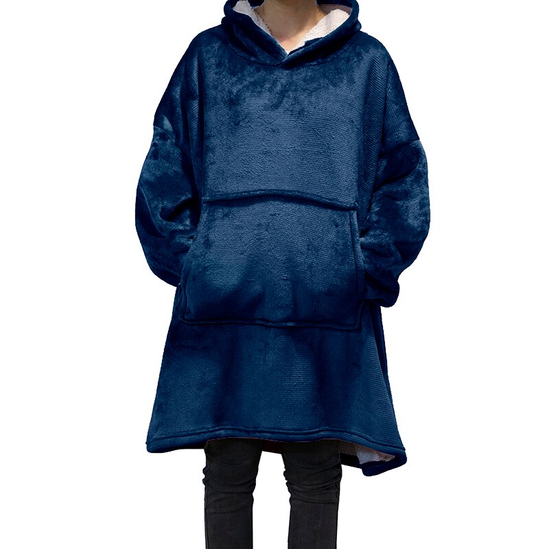 Felpe con cappuccio TV fuori misura in mucchio felpe con cappuccio tascabili giganti casuale invernali coperte ponderate unisex felpa con cappuccio per letti viaggi a casa: Blu profondo