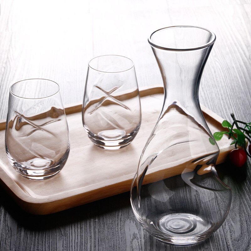 Eleton Whiskey Cup Set thumb cup jug Wine Decanter Wine Carafe Water Jug Wine Container Dispenser Wine Aerator Glass Decanter
