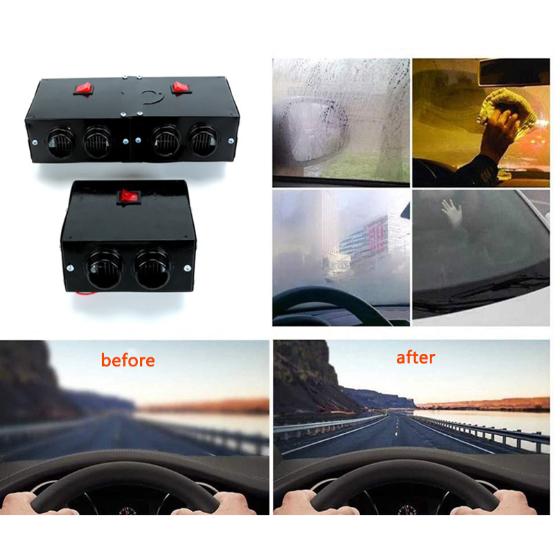 Car Heater Defroster Portable Car Windshield Windscreen Demister with 4 Outlet 12V 800W for Vehicle RV SUV Truck