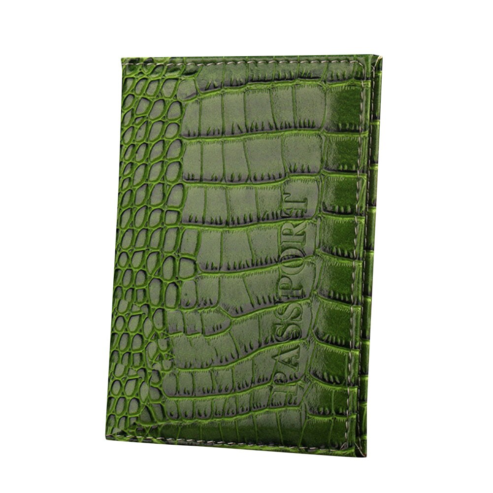 Funda de pasaporte de cuero con de cocodrilo para hombre y mujer, funda de viaje para pasaporte, tarjetero, billetera: Verde