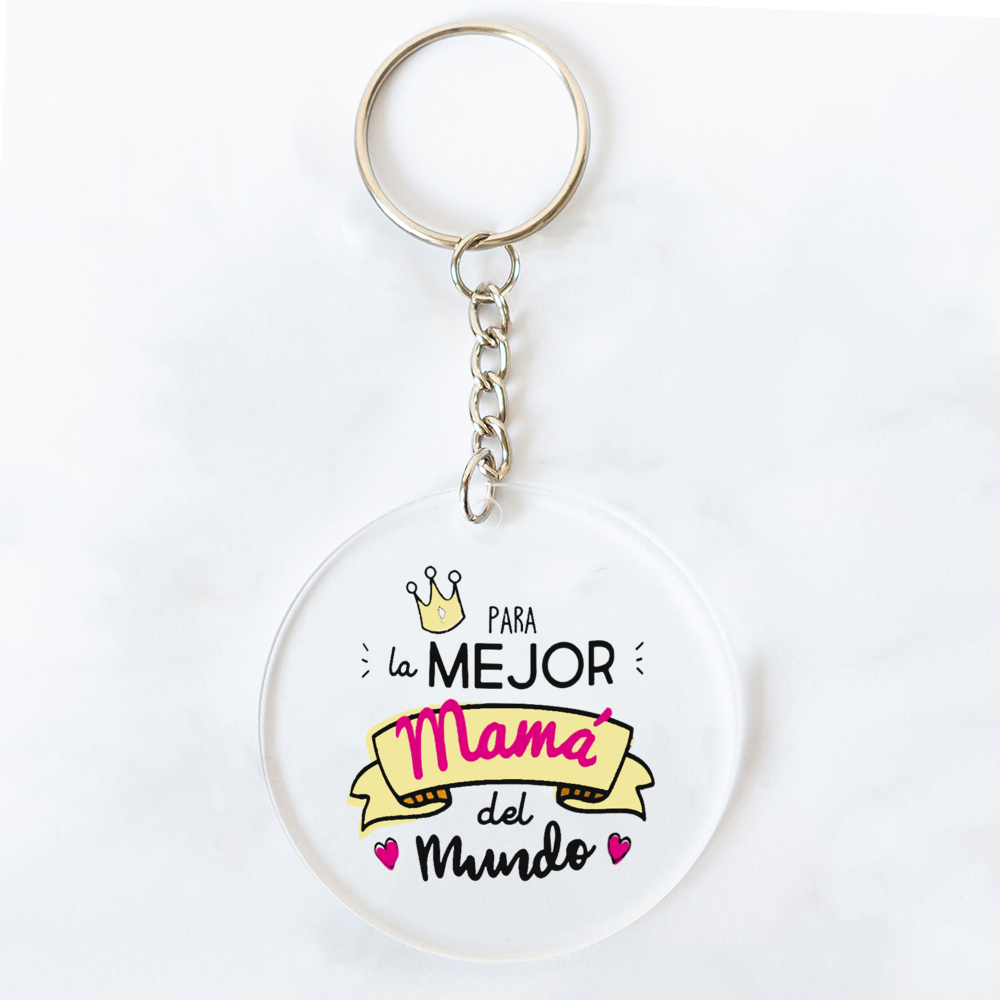 Best Mom in The World Spanish Printed Key Chains Keychain Acrylic Keyring Mama Key Ring Mother's Day Birthady for Mother: MINT GREEN