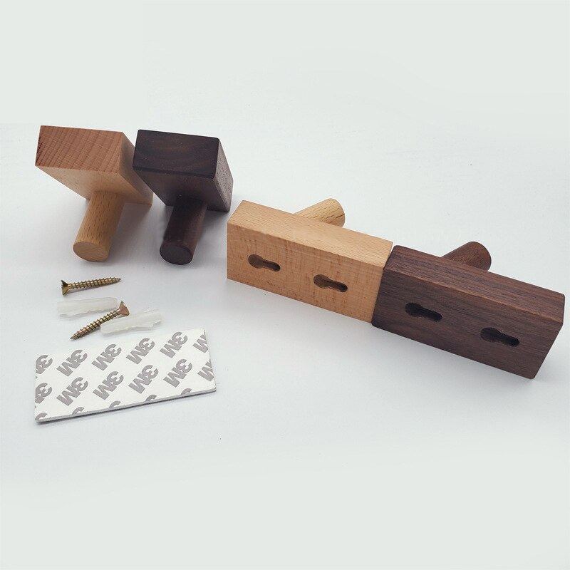 1 stk massivt træ håndklæde knage væg dekorative kroge håndklædeholder single organizer bøjler multifunktionelle kroge