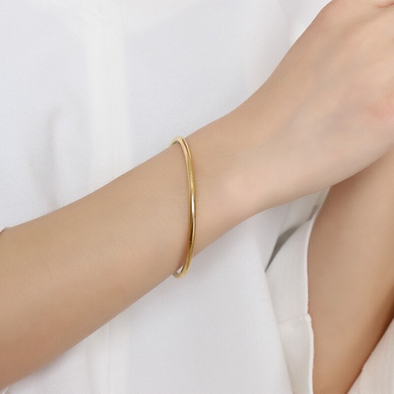 Hoge Gepolijst Simple Bangle Voor Vrouwen Rvs Handgemaakte Sieraden Verjaardagscadeaus