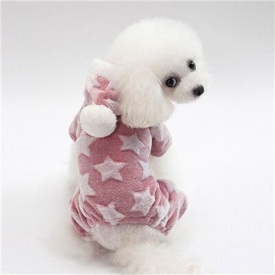 Polar pies piżama kombinezon zimowe ubrania dla psów gwiazda wzór ciepłe kombinezony płaszcz dla małych psów Puppy pies kot odzież kombinezony: pink / XL