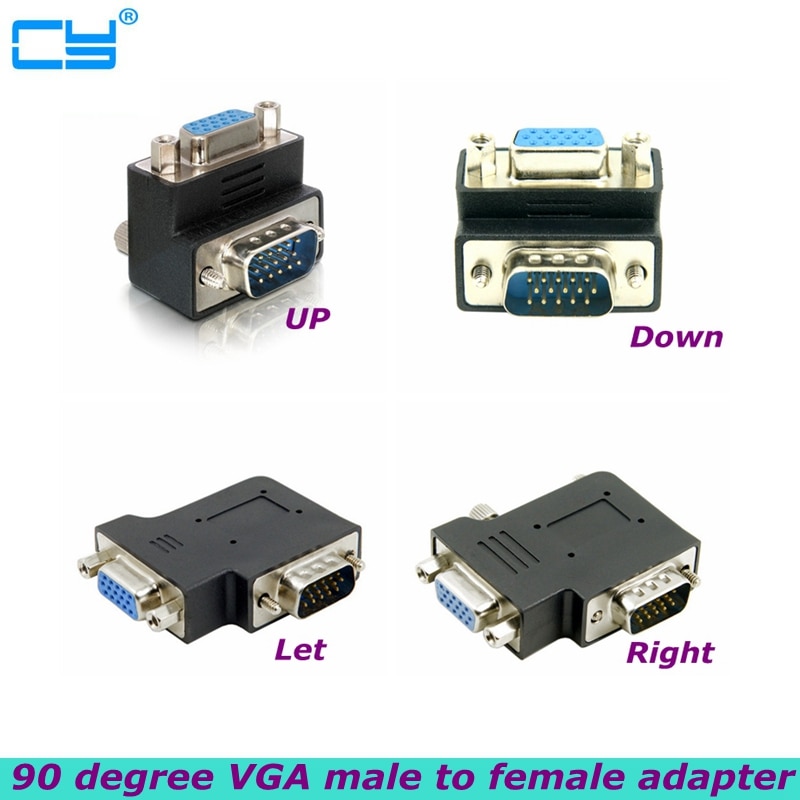 90 Graden Up, Down, rechts En Links Haakse Hd Vga Svga Revolutie Vga 15Pin Vrouwelijke Display Adapter Voor Notebook Tv