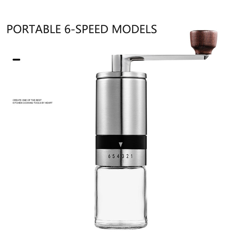 Barista Caffe Adjustable Coffee Grinder Italian Espresso Coffee Beans Machine Portable Coffee Maker Cafe Coffee Machine Washed: 6-speed portable