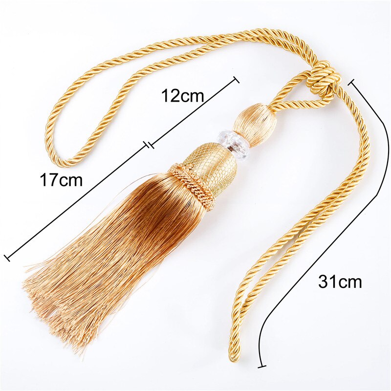 YokiSTG – embrasses en maille dorée pour rideaux, accessoires de luxe avec pompon, décoration de la maison, 2 pièces