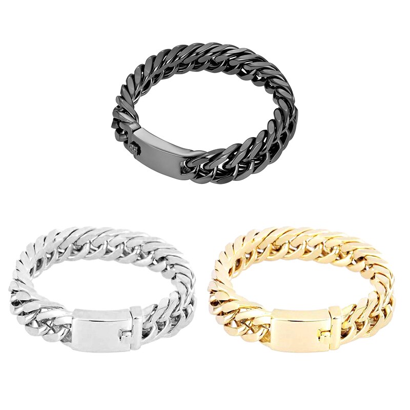 Bracelet à Double boucle pour hommes, rétro plaqué or, chaîne galvanisée, maillons, chaîne en métal, bijoux