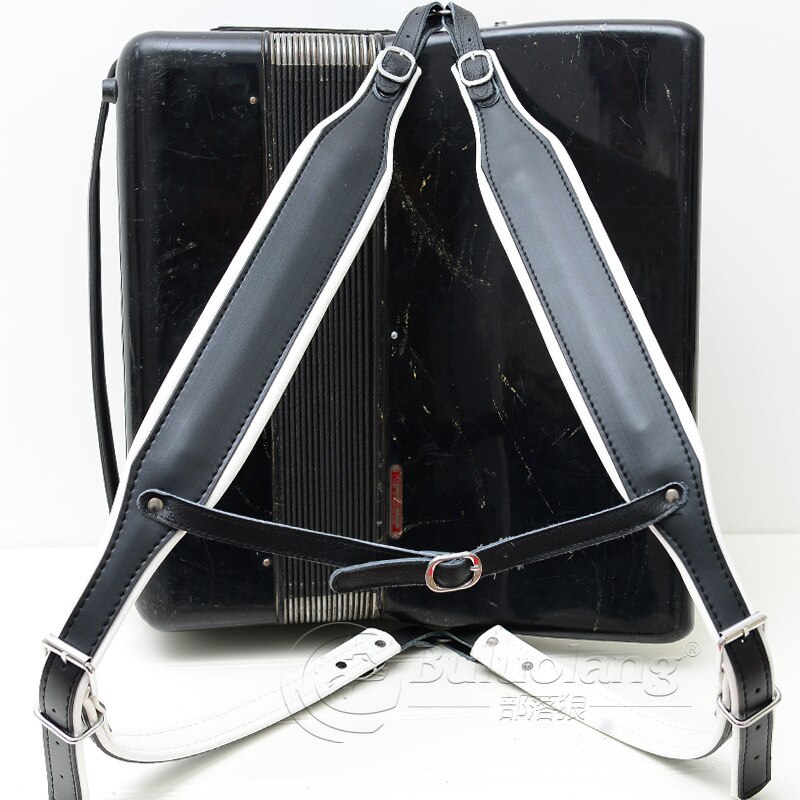 verstelbare accordeon band zwart en wit 120 bass lederen band 96/80 bass lederen verbreed verdikking