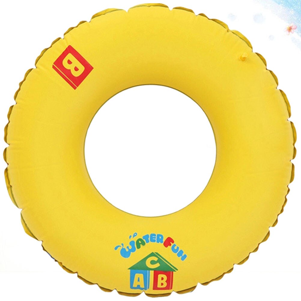 1Pc ABC Inflatable Swim Ring Float Simple Graphics Life Ring Swimming Pool Toy for Adults (Yellow)