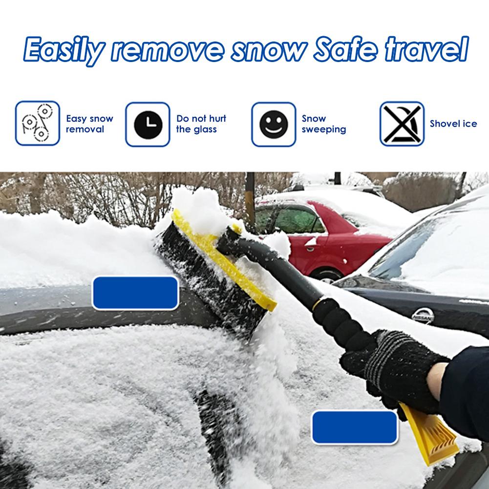 Grattoir Pare-Brise 2-en-1 Avec Brosse à Neige - Gratte-Glace Amovible, Balai Dégivrant Voiture (Noir)