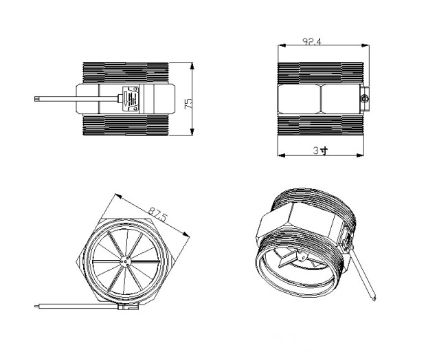 DN80 Aluminum G 3" Inch Water Flow Flowmeter Counter Hall Sensor Switch Meter 30-500L/min