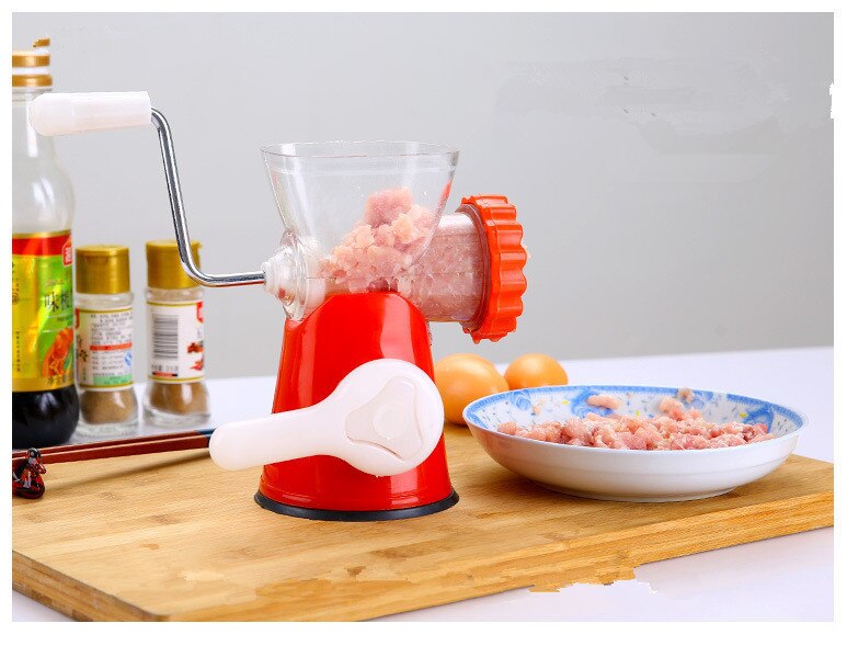 Moedor de carne manual multifuncional doméstico, picador de carne/vegetais/especiarias, com manivela manual, máquina de cozinhar doméstica, ok 0483, 1 peça