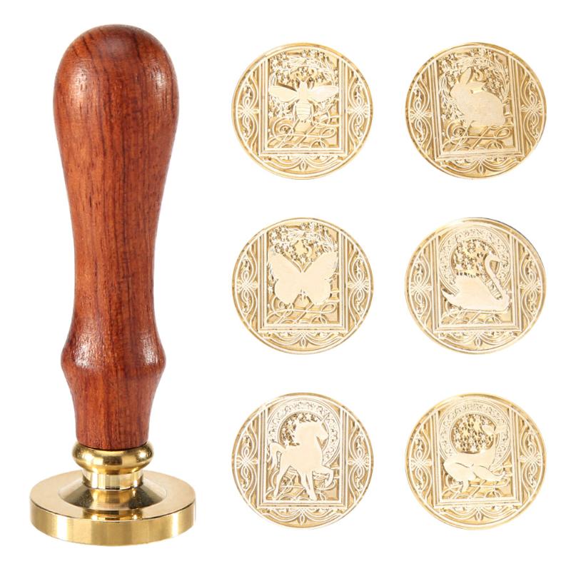 1PC Retro Wax Seal Stamp Flower Animal Wood Stamp for Scapbooking Decorative Stamp Invitation Cards Craft