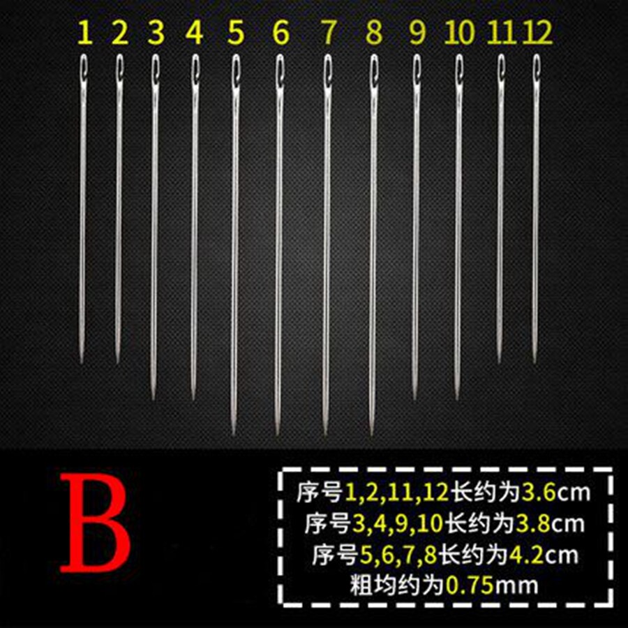 12pcs/lot Self Threading Needles Easy To Use Hand Tool Art Craft For Old Man Repair Stitch DIY Sewing Needle Blind Assorted Doub: B