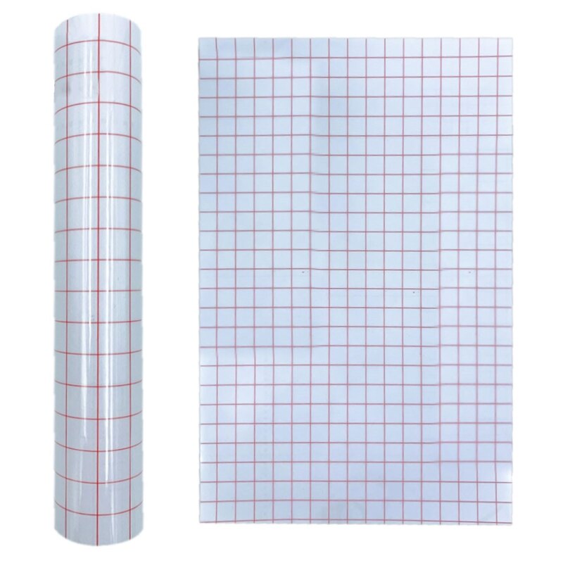 30x100cm DIY Clear Vinyl Transfer Paper Application Tape Roll Alignment Grid for Car Silhouette Window Decal Sticker: Red