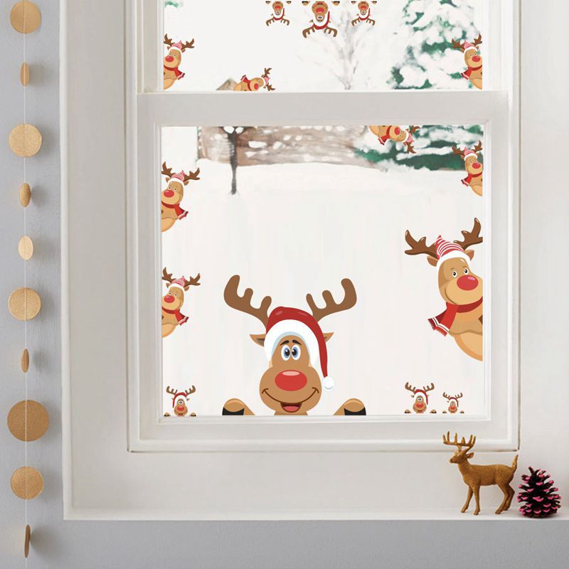 Aftagelig glædelig jul snemand hjorte wallstickers kunst vinyl decal hjem vindue køleskab klistermærke