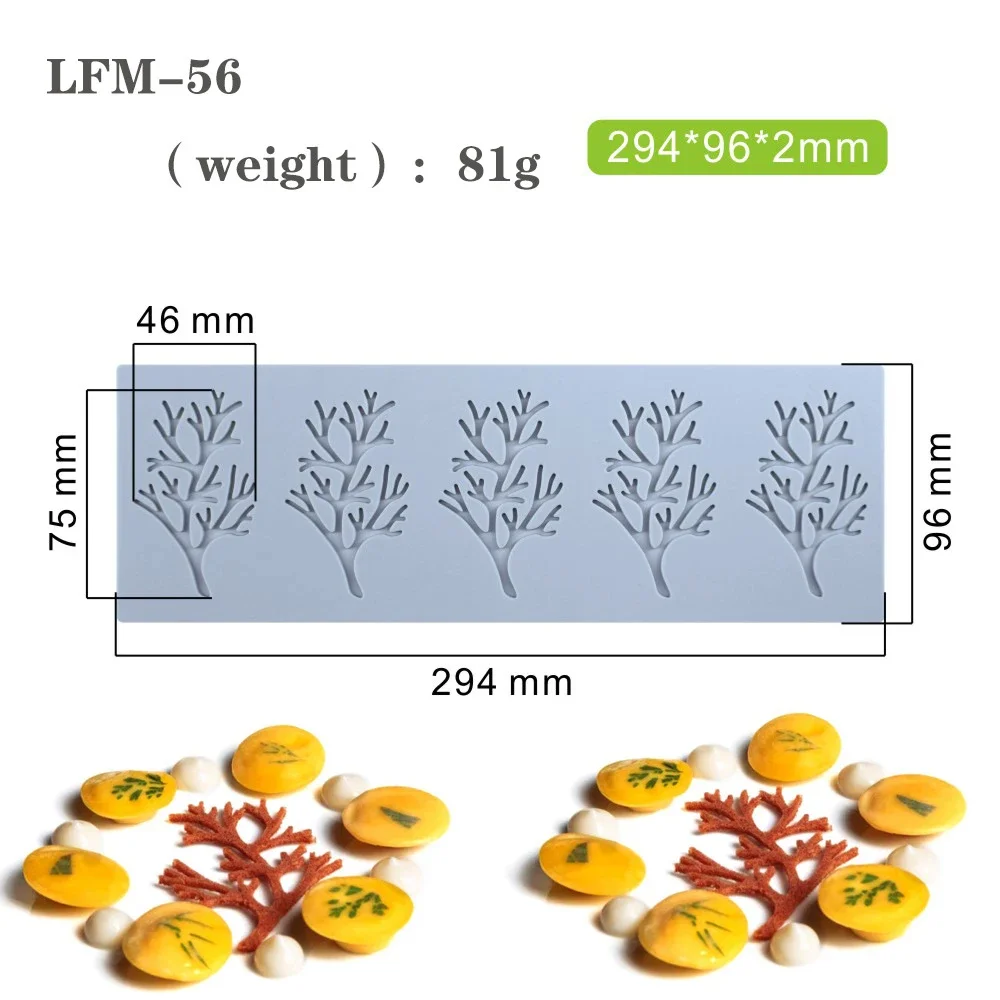 Leaf Shape Cake Border Fondant Lace Mat Coral Maple Butterfly Chocolate Silicone Mold Printing Mat Baking Mold DIY Cake Stencil: LFM-56